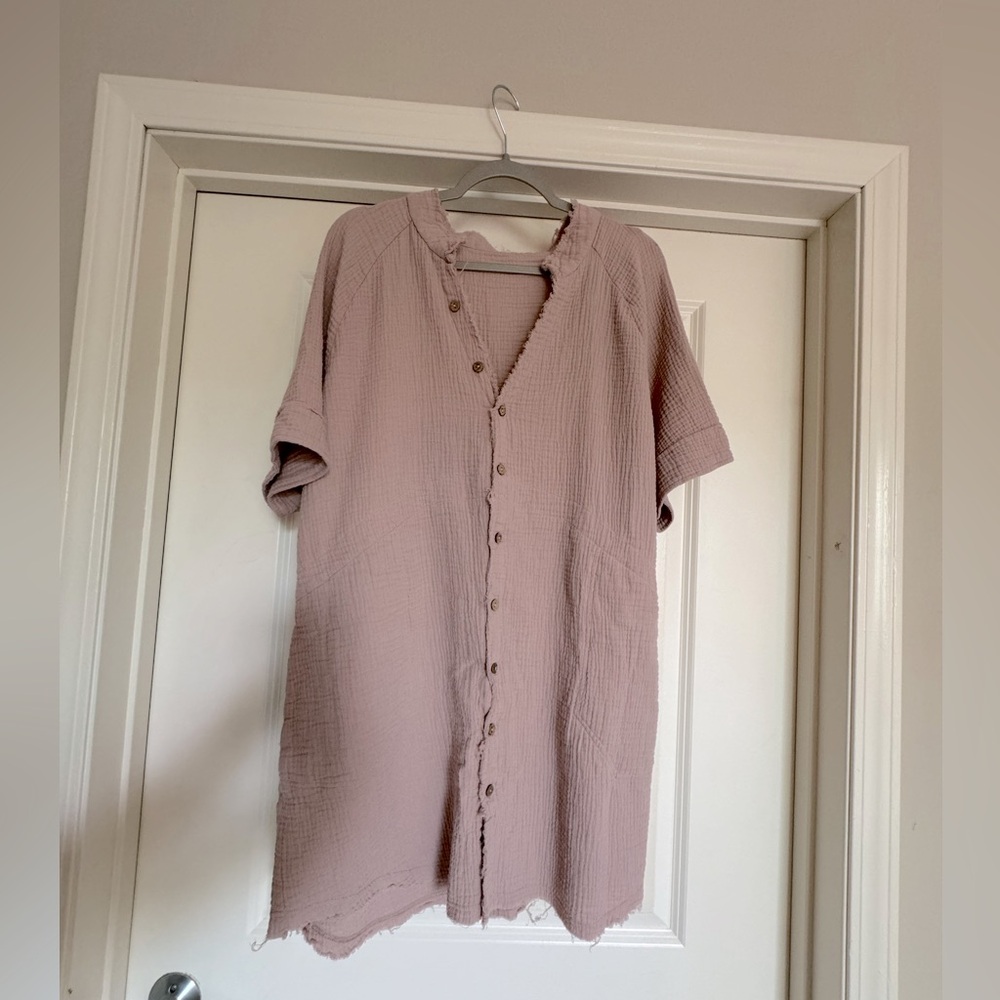 Amazon Distressed Swim Coverup/Beachy Dress with Pockets - Size L/XL